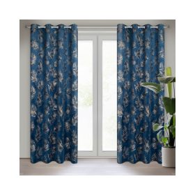   Gloria levél mintás sötétítő függöny bársony gránátkék 140x250 cm