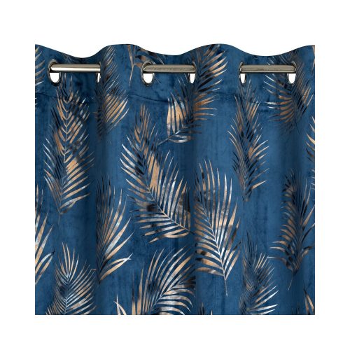 Gloria levél mintás sötétítő függöny bársony gránátkék 140x250 cm