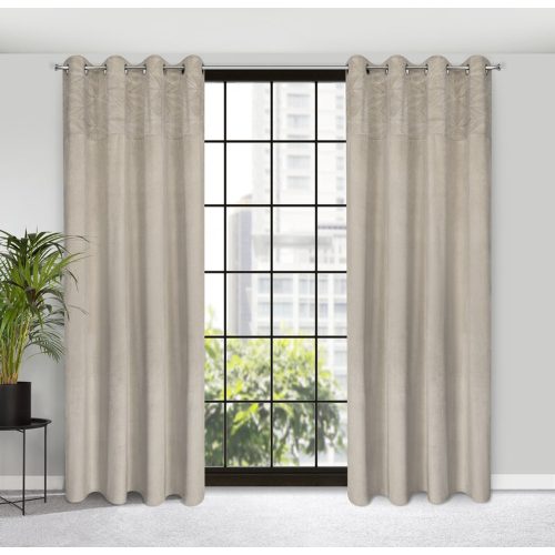 Ariana bársony sötétítő függöny fényes geometriai mintával Bézs 140x250 cm