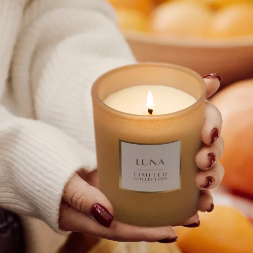 Luna illatos gyertya dekorüvegben Bézs 200g
