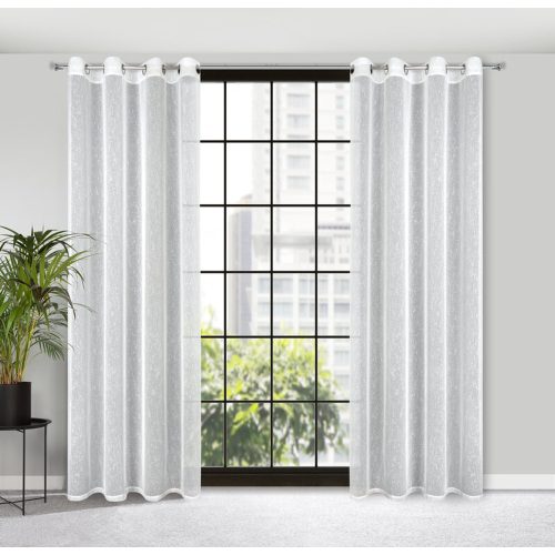 Kelly ezüstös szállal átszőtt eső hatású fényáteresztő függöny Fehér 140x250 cm
