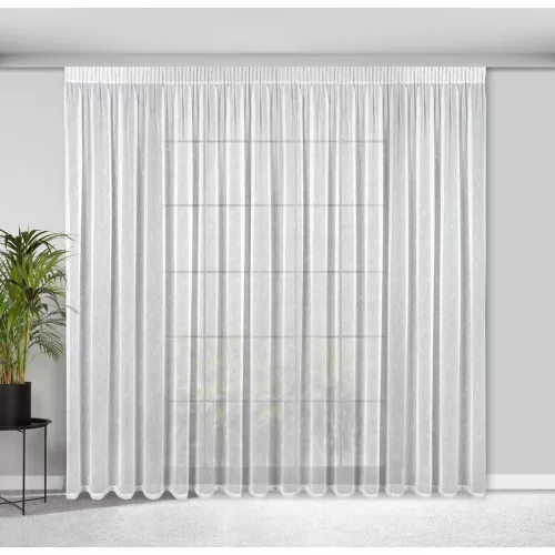 Kelly ezüstös szállal átszőtt eső hatású fényáteresztő függöny Fehér 300x250 cm