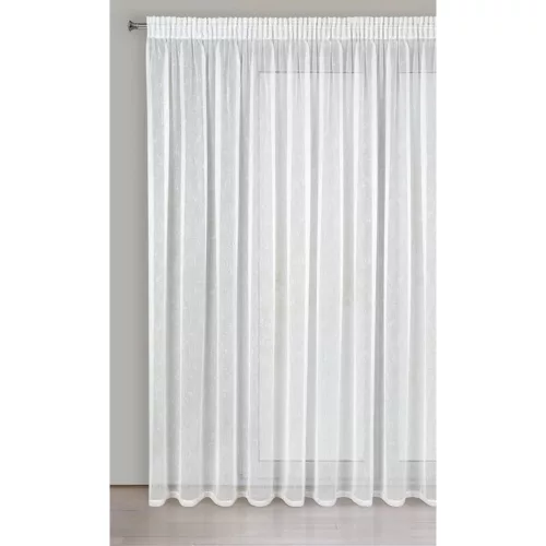 Kelly ezüstös szállal átszőtt eső hatású fényáteresztő függöny Fehér 300x250 cm