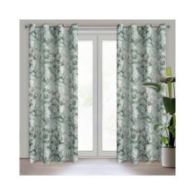   Gracja sötétítő függöny magnólia virágokkal Menta/krémszín 140x250 cm