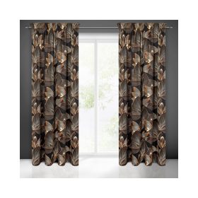   Larisa bársony sötétítő függöny 3D levél mintával Fekete 140x270 cm