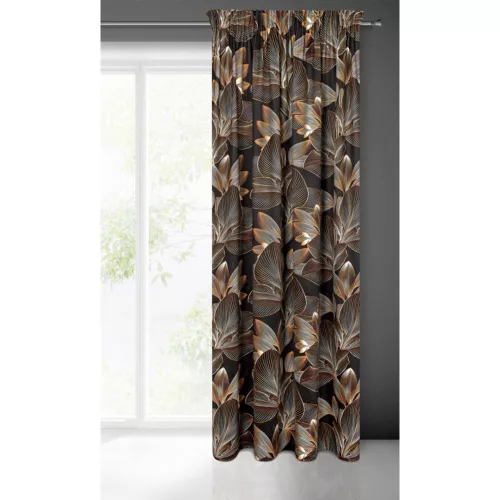 Larisa bársony sötétítő függöny 3D levél mintával Fekete 140x270 cm