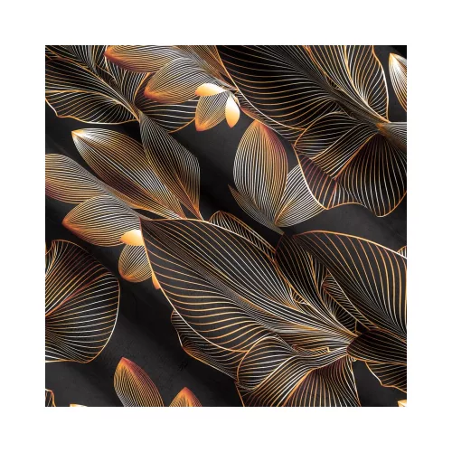 Larisa bársony sötétítő függöny 3D levél mintával Fekete 140x270 cm