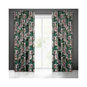   Palmera bársony sötétítő függöny 3d hatású virág mintával Zöld 140x270 cm