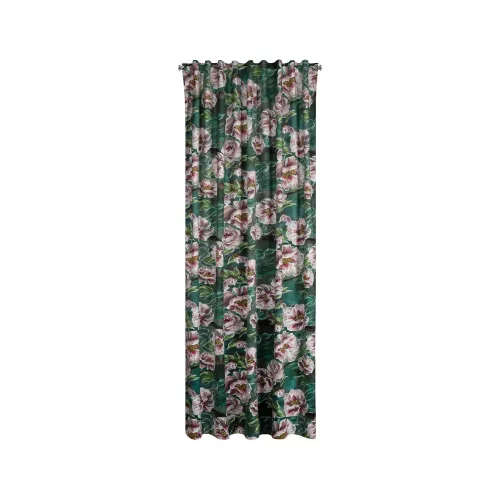 Palmera bársony sötétítő függöny 3d hatású virág mintával Zöld 140x270 cm