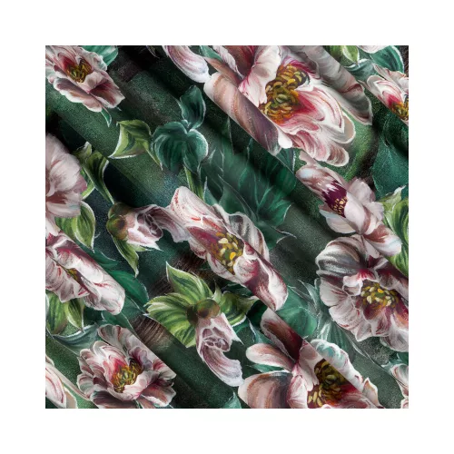 Palmera bársony sötétítő függöny 3d hatású virág mintával Zöld 140x270 cm