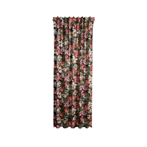 Peonia bársony sötétítő függöny festett virág mintával Burgundi vörös 140x270 cm