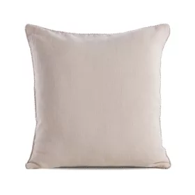   Len egyszínű párnahuzat dekoratív köves szegéllyel Krémszín 43x43 cm