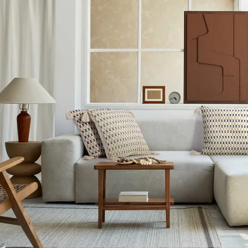 Boho9 rojtos párnahuzat Krémszín/fekete 45x45 cm