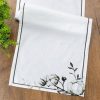 Gyapotnövény mintás pamut asztali futó Fehér 40x180 cm