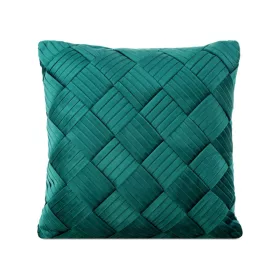   Sonia bársony párnahuzat látványos átfonással Sötét menta 45x45 cm