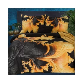   Reina19 pamut-szatén ágyneműhuzat Fekete 220x200 cm - 70x80 cm 2db