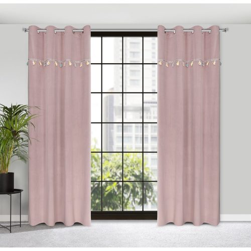 Kids gyerek függöny elefántos dekorszalaggal Pasztell rózsaszín 140x250 cm