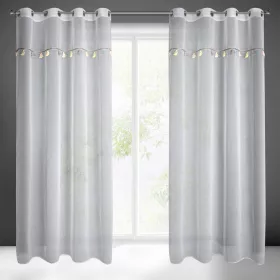   Fényáteresztő dekor függöny elefántos dekorszalaggal Fehér 140x250 cm