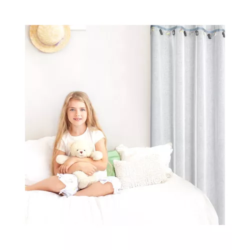 Gyerek függöny autós dekorszalaggal Fehér 140x250 cm