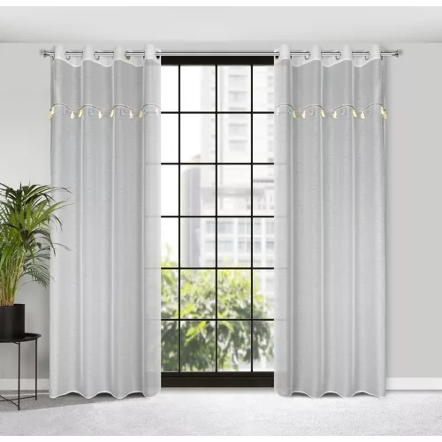 Gyerek függöny elefántos dekorszalaggal Krémszín 140x250 cm