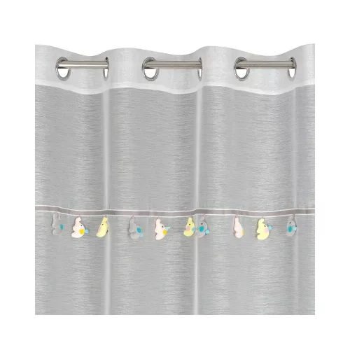 Gyerek függöny elefántos dekorszalaggal Krémszín 140x250 cm