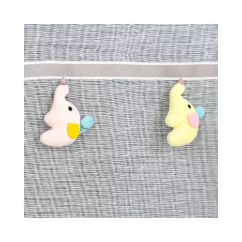 Gyerek függöny elefántos dekorszalaggal Krémszín 140x250 cm