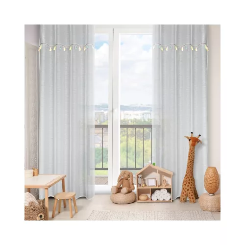 Gyerek függöny elefántos dekorszalaggal Krémszín 140x250 cm