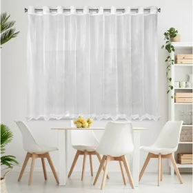   Ellie fényes mikrohálós fényáteresztő függöny hímzéssel Fehér 350x145 cm