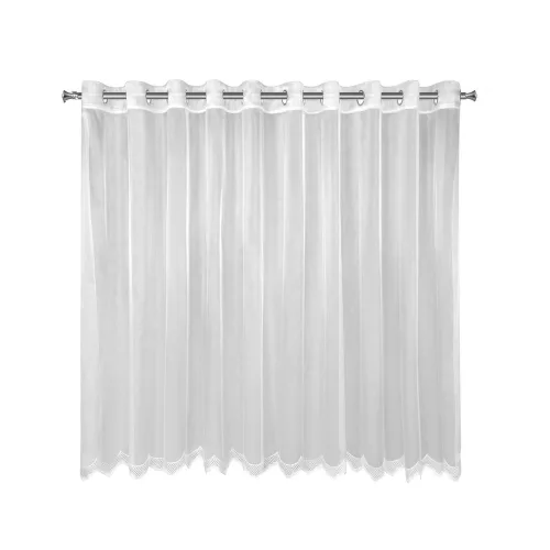 Ellie fényes mikrohálós fényáteresztő függöny hímzéssel Fehér 350x145 cm