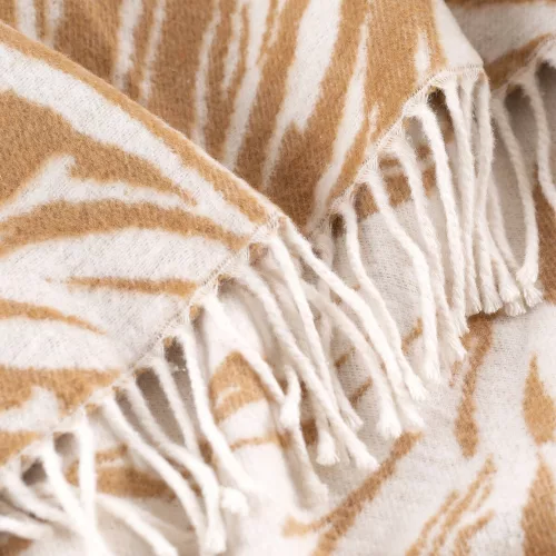 Puha pamut-akril rojtos takaró levélmintával Fehér 150x200 cm