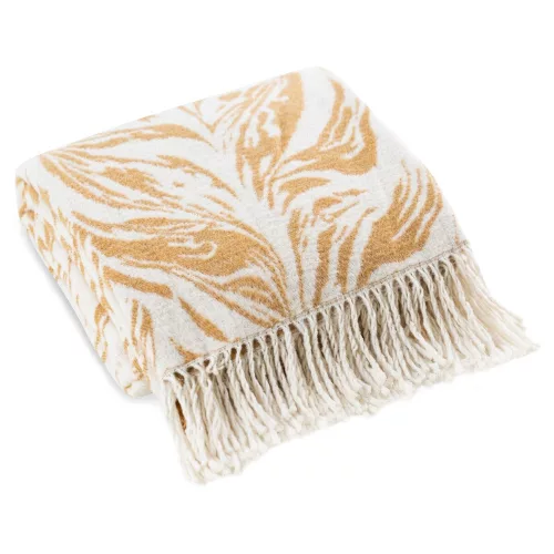 Puha pamut-akril rojtos takaró levélmintával Fehér 150x200 cm