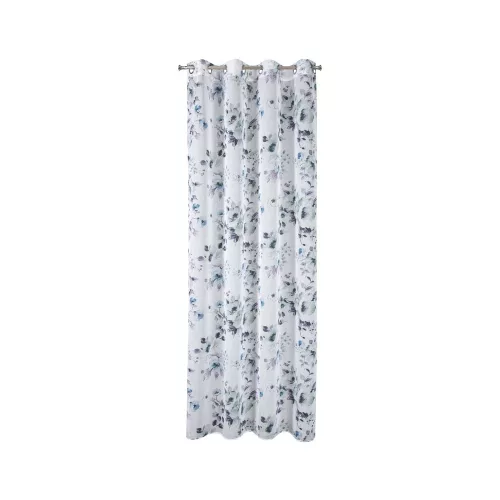 Nala dekor függöny romantikus virág mintával Fehér/kék 135x250 cm
