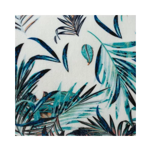 Pilar plüss takaró egzotikus levélmintával Fehér/türkiz/gránátkék 150x200 cm