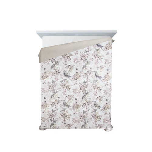 Poly velúr ágytakaró madár és ágmintával Fehér 220x240 cm
