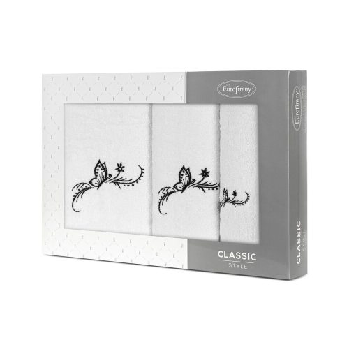 Fairy 3db-os pillangó mintás törölköző szett Fehér/fekete