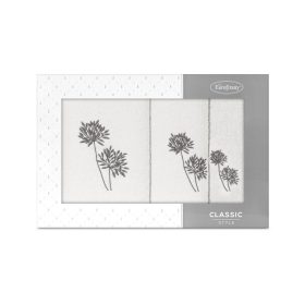   Acelia 3db-os hímzett törölköző szett növényi motívummal Fehér/grafit