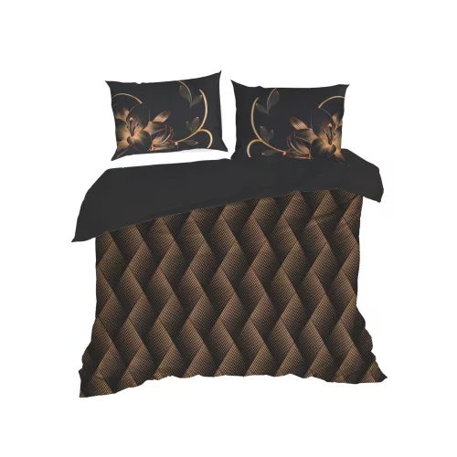 Victori12 mako-szatén ágyneműhuzat Fekete 160x200 cm - 70x80 cm 2db