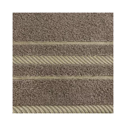 Koral pamut törölköző jacquard csíkos szegéllyel Barna 50x90 cm