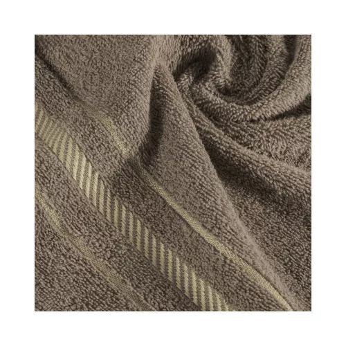 Koral pamut törölköző jacquard csíkos szegéllyel Barna 70x140 cm