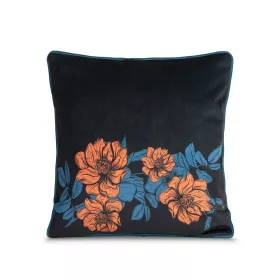   Emma mintás bársony párnahuzat Fekete/kék/narancssárga 45x45 cm