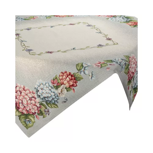 Hortenzia mintás gobelin asztalterítő Szürke 100x100 cm +/- 5%