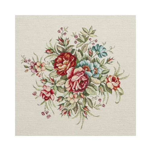 Virágmintás gobelin asztalterítő zsenília fonalból Natúr 100x100 cm +/-5%