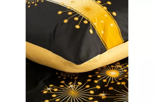 Eve01 pamut-szatén karácsonyi ágyneműhuzat Fekete/arany 160x200 cm - 70x80 cm 2db