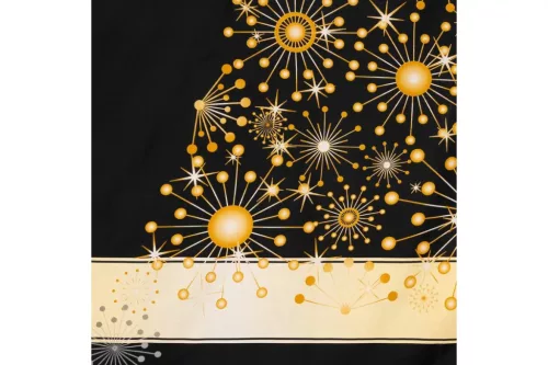 Eve01 pamut-szatén karácsonyi ágyneműhuzat Fekete/arany 160x200 cm - 70x80 cm 2db