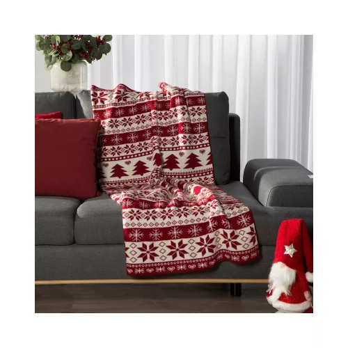 Iza akril karácsonyi takaró Piros 130x150 cm