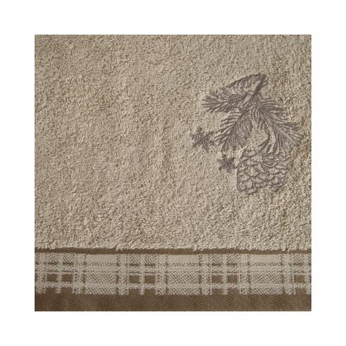 Holly hímzett karácsonyi törölköző jacquard szegéllyel Világosbézs 70x140 cm