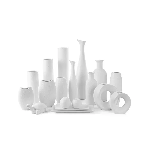 Riso3 kerámia váza Fehér 16x11x40 cm