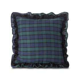   Iga kockás párnahuzat fodros szegéllyel Sötétzöld 45x45 cm