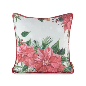   Karácsonyi párnahuzat mikuklásvirág mintával Rózsaszín 45x45 cm