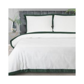   Laura ágyneműhuzat kontrasztos szegéllyel Fehér/sötétzöld 220x200 cm - 70x80 cm 2db